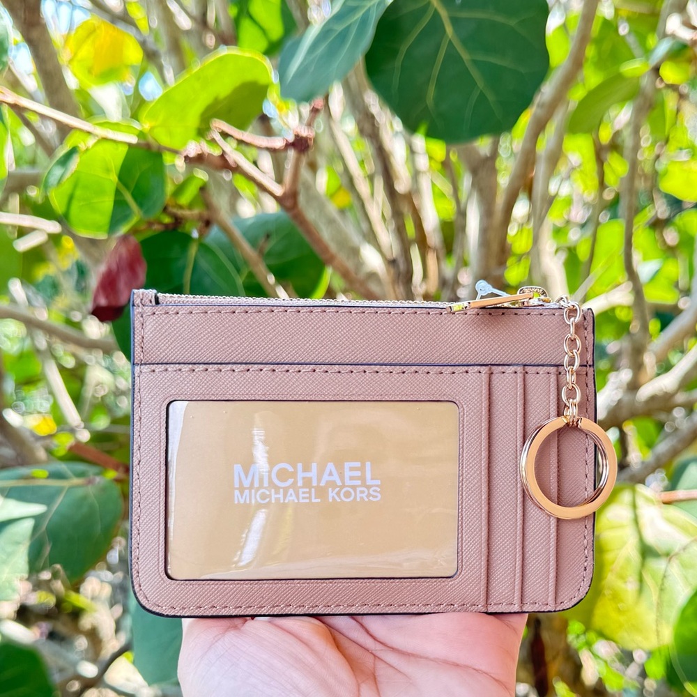 Michael Kors Jet Set Travel Small Coin Pouch ID Key Holder Wallet Camel - Picture 2 of 9